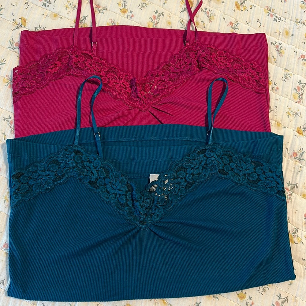 Worthington set of 2 camisole with lace detail size L NWOT